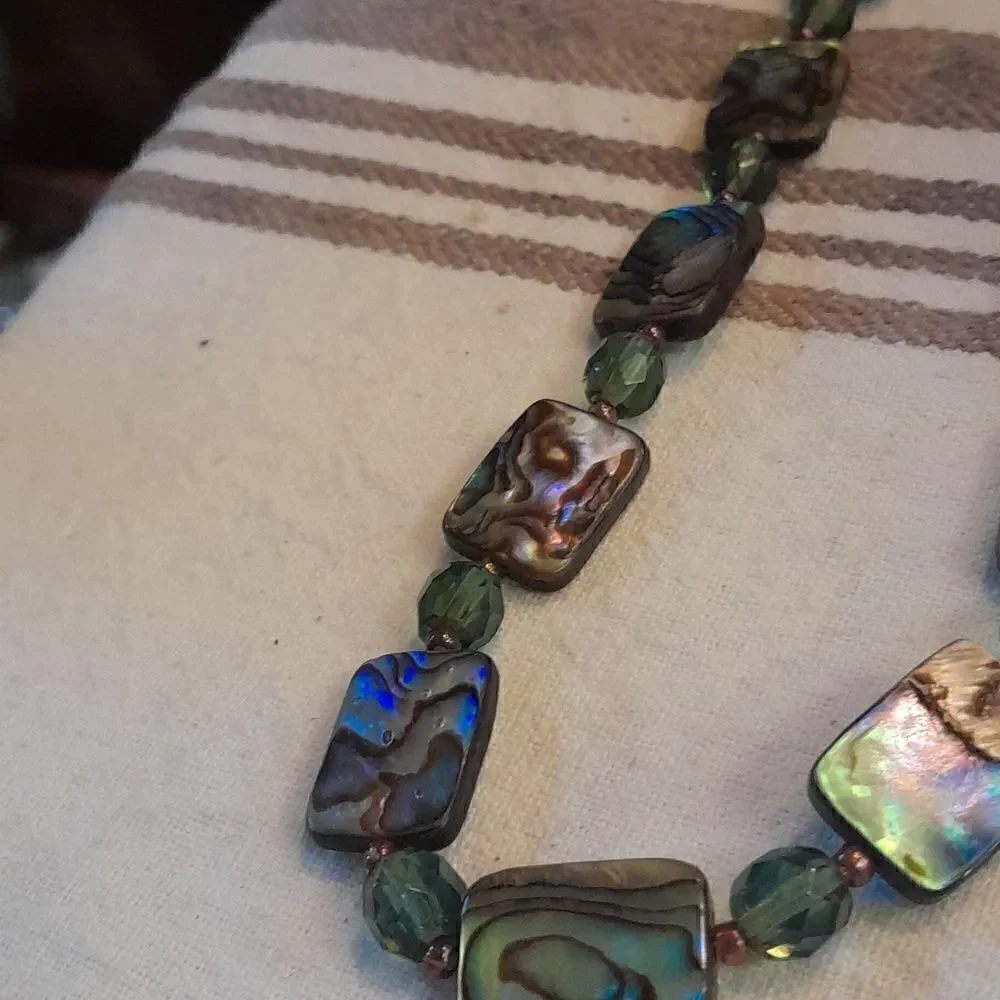 Vintage Abalone Necklace Signed 